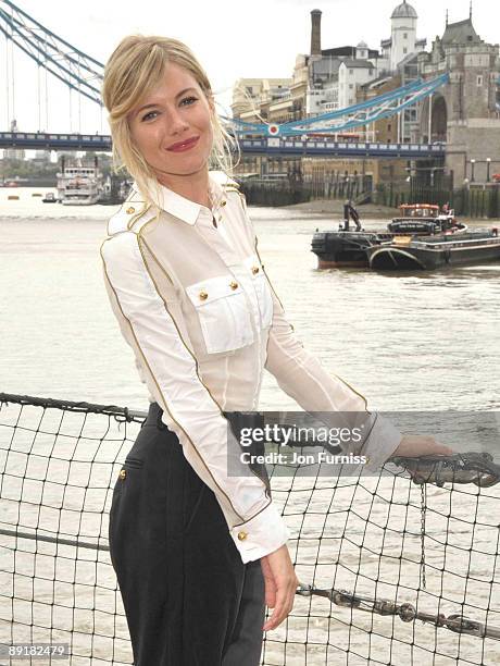 Sienna Miller attends a Photocall to launch 'G.I JOE: The Rise Of Cobra' at HMS Belfast on July 22, 2009 in London, England.