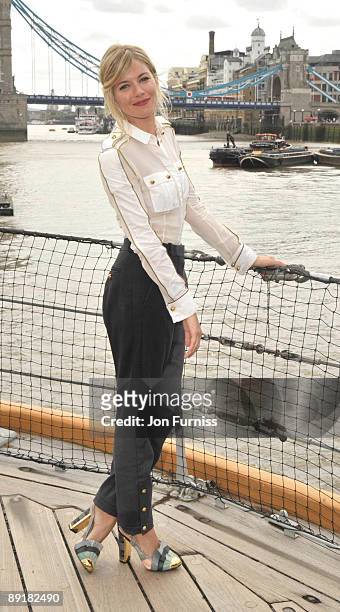 Sienna Miller attends a Photocall to launch 'G.I JOE: The Rise Of Cobra' at HMS Belfast on July 22, 2009 in London, England.