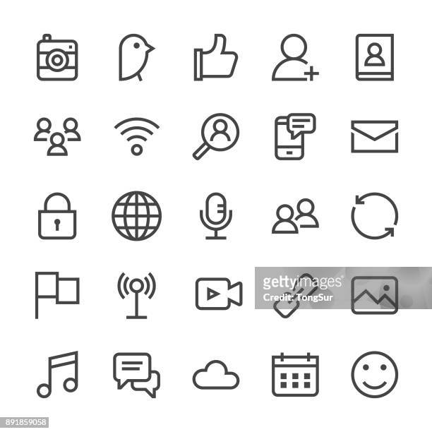 social media icons - mediumx linie - social media symbol stock-grafiken, -clipart, -cartoons und -symbole