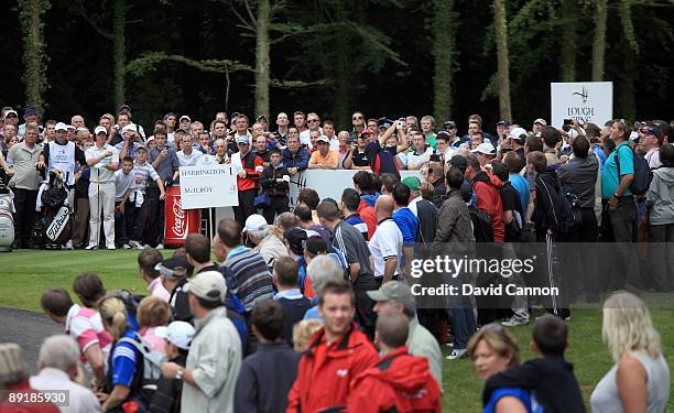 Padraig Harrington of Ireland drivesl at the 4th hole during the Lough Erne Challenge, on the Faldo Course at the Lough Erne Hotel and Golf Resort,...