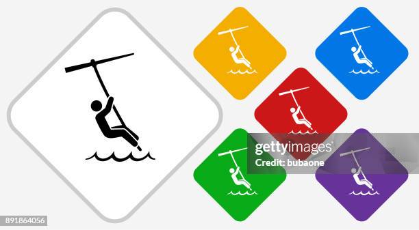 kite surfing color diamond vector icon - kite gliding stock illustrations