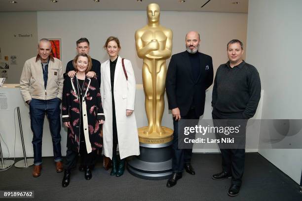 Actor Daniel Day-Lewis, writer, director and producer Paul Thomas Anderson, actors Lesley Manville and Vicky Krieps, costume designer Mark Bridges...