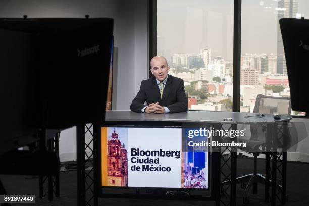 Jose Gonzalez Anaya, Mexico's finance minister, speaks during a Bloomberg Television interview in Mexico City, Mexico, on Wednesday, Dec. 13, 2017....