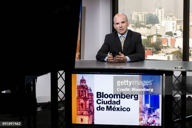 Jose Gonzalez Anaya, Mexico's finance minister, speaks during a Bloomberg Television interview in Mexico City, Mexico, on Wednesday, Dec. 13, 2017....