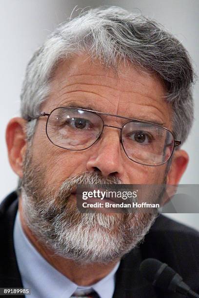 Director of the White House Office of Science and Technology John Holdren testifies at a hearing on Capitol Hill July 22, 2009 in Washington, DC. The...