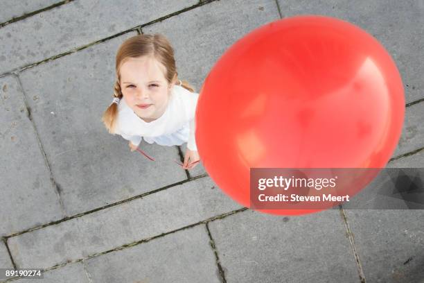 marthe with balloon as seen from above - balloon girl fotografías e imágenes de stock