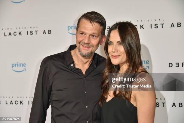 Kai Wiesinger and Bettina Zimmermann attend the photo call of the 'Der Lack ist ab' at Astor Film Lounge on December 13, 2017 in Berlin, Germany.