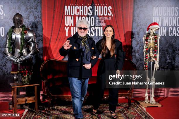 Pedro Almodovar and Elena Anaya attend 'Muchos Hijos, Un Mono Y Un Castillo' premiere at Callao Cinema on December 13, 2017 in Madrid, Spain.