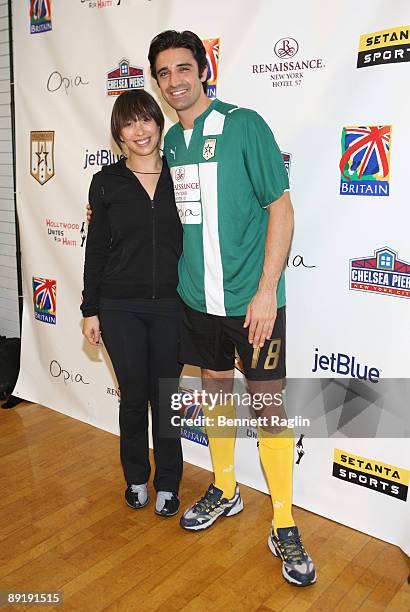 Dancing with Star's Cheryl Burke and actor Gilles Marini attend the 2009 Setanta Cup Hollywood United Football Club exhibition game at the Field...