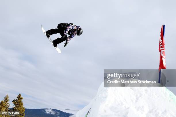 Julia Marino of the United States competes in Women's Pro Snowboard Slopestyle Qualification during Day 1 of the Dew Tour on December 13, 2017 in...