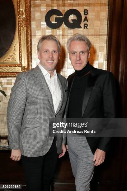 Gary Robinson and Tom Junkersdorf attend the GQ Bar opening at Patrick Hellmann Schlosshotel on December 13, 2017 in Berlin, Germany.