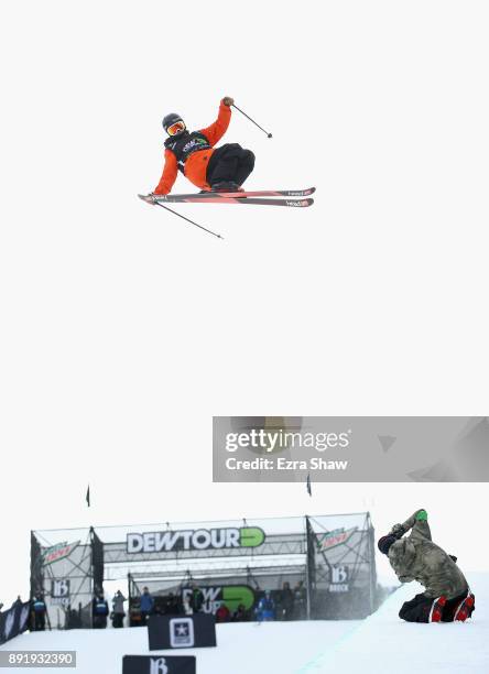 Aaron Blunck competes in the Superpipe qualification during Day 1 of the Dew Tour on December 13, 2017 in Breckenridge, Colorado.