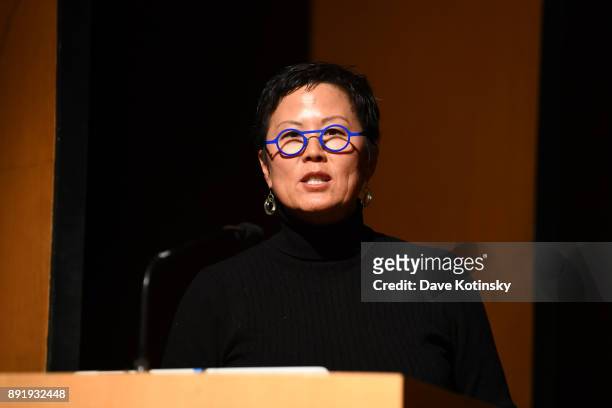 Doris Kim Sung speaks at at The Age of Super Sensing International Conference 2017 at Japan Society on December 13, 2017 in New York City.