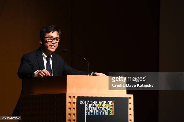 Professor Shin'ichi Warisawa of the University of Tokyo speaks at at The Age of Super Sensing International Conference 2017 at Japan Society on...