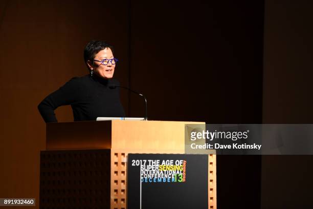 Doris Kim Sung speaks at at The Age of Super Sensing International Conference 2017 at Japan Society on December 13, 2017 in New York City.