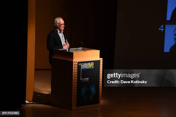 Designer Tucker Viemeister speaks at at The Age of Super Sensing International Conference 2017 at Japan Society on December 13, 2017 in New York City.