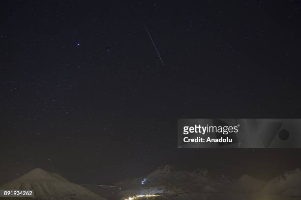 Meteors named as 'Geminid' streak across the sky over Turkey's Kayseri on December 14, 2017.