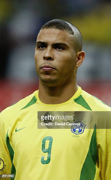 Portrait of Ronaldo of Brazil before the FIFA World Cup Finals 2002 Semi-Final match between Brazil and Turkey played at the Saitama Stadium, in...