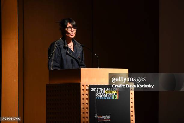 Sabine Seymour speaks at at The Age of Super Sensing International Conference 2017 at Japan Society on December 13, 2017 in New York City.