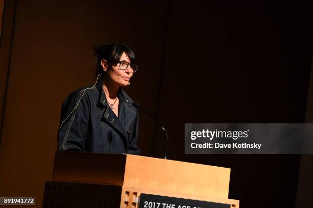 Sabine Seymour speaks at at The Age of Super Sensing International Conference 2017 at Japan Society on December 13, 2017 in New York City.