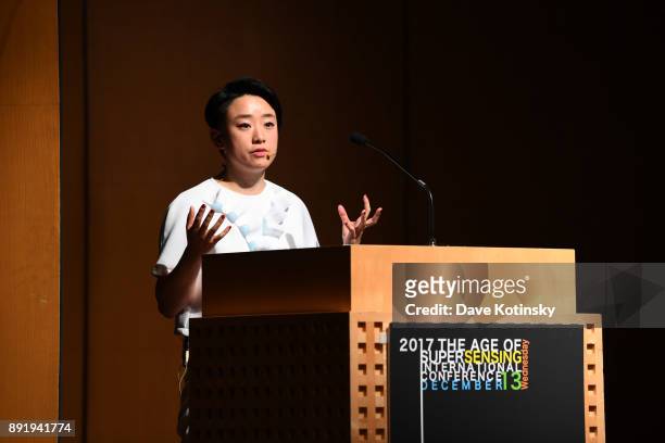 Yuchen Zhang speaks at at The Age of Super Sensing International Conference 2017 at Japan Society on December 13, 2017 in New York City.
