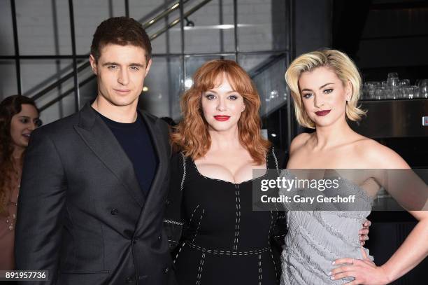 Actors Max Irons, Christina Hendrix and Stefanie Martini attend the "Crooked House" New York premiere at Metrograph on December 13, 2017 in New York...
