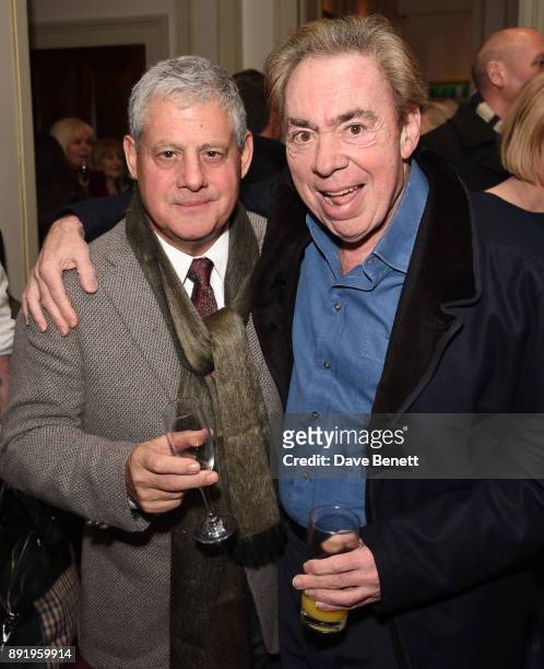 Cameron Mackintosh and Andrew Lloyd Webber attend the press night performance of "Dick Whittington" at The London Palladium on December 13, 2017 in...