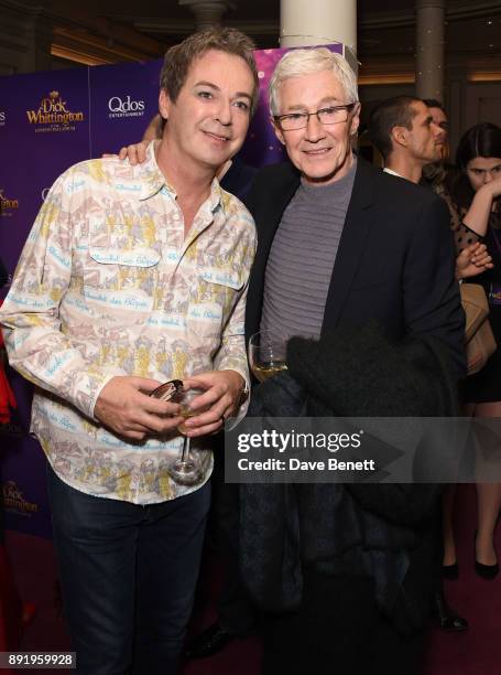 Julian Clary and Paul O'Grady attend the press night performance of "Dick Whittington" at The London Palladium on December 13, 2017 in London,...