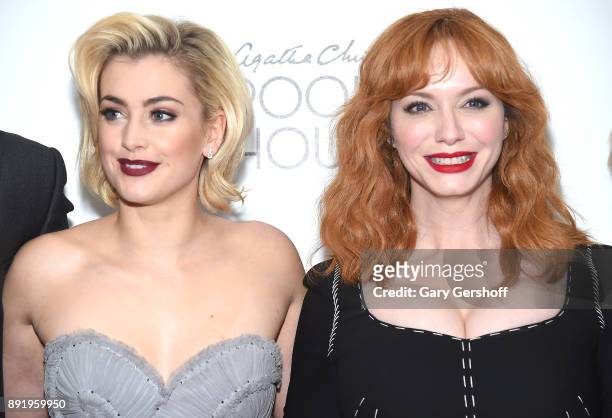 Actors Stefanie Martini and Christina Hendricks attend the "Crooked House" New York premiere at Metrograph on December 13, 2017 in New York City.