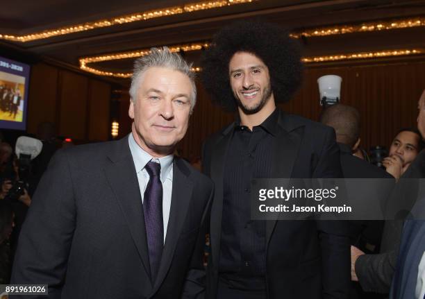 Alec Baldwin and Colin Kaepernick attend Robert F. Kennedy Human Rights Hosts Annual Ripple Of Hope Awards Dinner on December 13, 2017 in New York...
