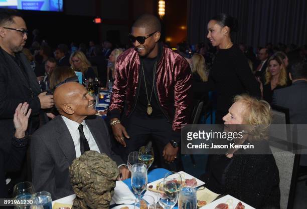 Harry Belafonte, Usher Raymond and Ethel Kennedy attend Robert F. Kennedy Human Rights Hosts Annual Ripple Of Hope Awards Dinner on December 13, 2017...