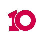 Number 10 vector symbol, simple ten text isolated
