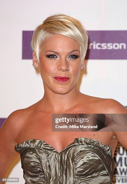 Pink attends the 2008 MTV Europe Music Awards at the Liverpool Echo Arena on November 6, 2008 in London, England.