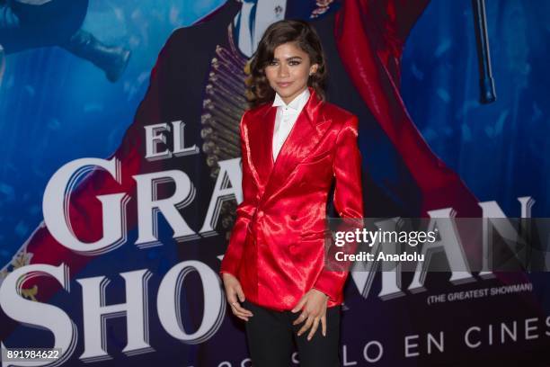 American Actress Zendaya attends the 'The Greatest Showman' premiere at Oasis shopping mall in Mexico City, Mexico on December 13, 2017.