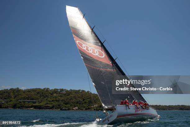 Wild Oats XI in the SOLAS Big Boat Challenge in Sydney Harbour on December 12, 2017 in Sydney, Australia.