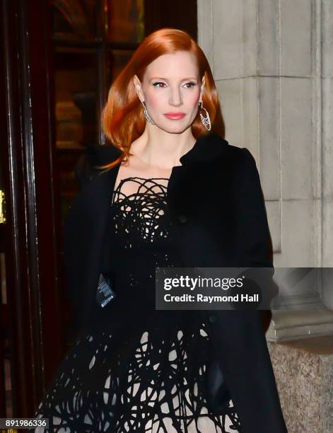 Actress Jessica Chastain is seen walking in Midtown on December 13, 2017 in New York City.