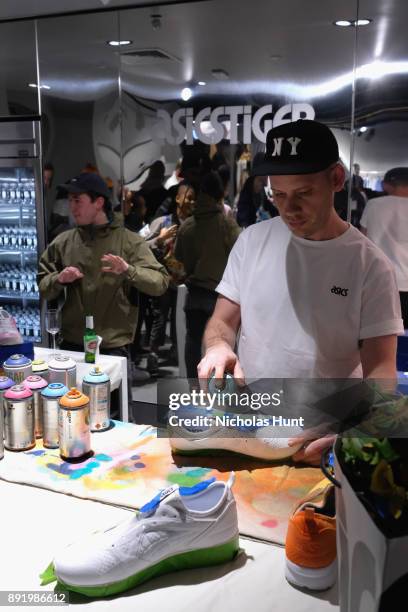 View of the custom station at the Opening Cocktail Event for ASICS Flagship Store on December 13, 2017 in New York City.