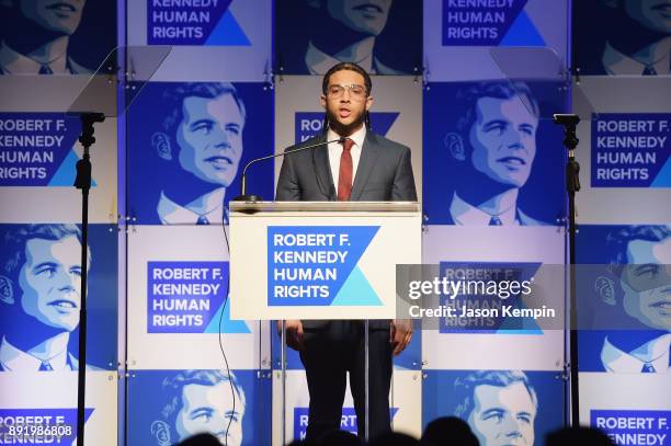 Pedro Hernandez speaks onstage during Robert F. Kennedy Human Rights Hosts Annual Ripple Of Hope Awards Dinner on December 13, 2017 in New York City.