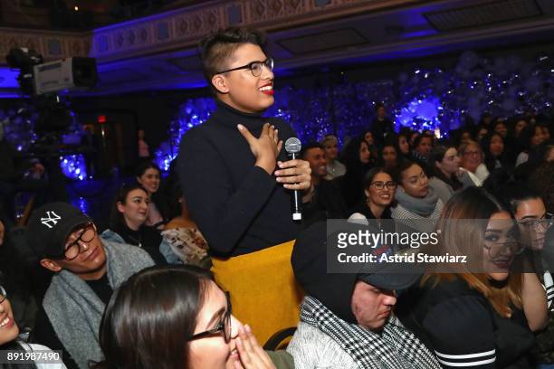 Fan asks a question during M·A·C PatrickStarrr The Damn Show at Hammerstein Ballroom on December 13, 2017 in New York City.
