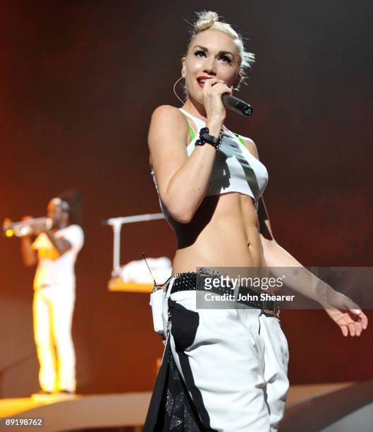 Singer Gwen Stefani of No Doubt performs at the Gibson Amphitheatre on July 22, 2009 in Universal City, California.