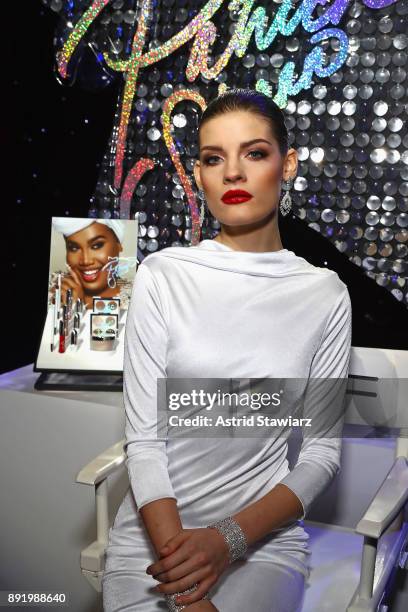 Model wearing a look crafted with the new M·A·C PatrickStarrr makeup line poses during M·A·C PatrickStarrr The Damn Show at Hammerstein Ballroom on...