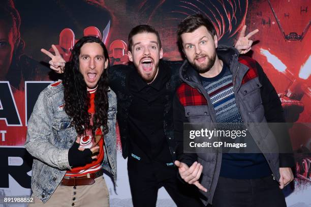 Gianni Luminati, Joel Cassady and guest attend the Star Wars: The Last Jedi - Canadian Premiere held at Scotiabank Theatre on December 13, 2017 in...