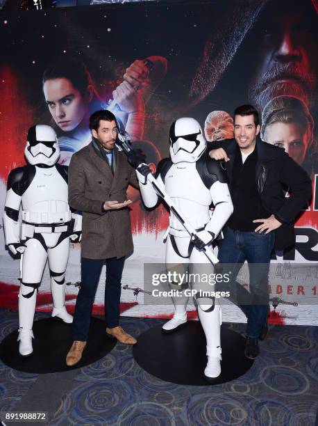 Drew Scott and Jonathan Scott attend the Star Wars: The Last Jedi - Canadian Premiere held at Scotiabank Theatre on December 13, 2017 in Toronto,...