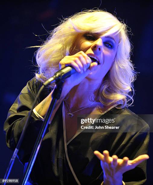 Singer Maja Ivarsson of the Sounds performs at the Gibson Amphitheatre on July 22, 2009 in Universal City, California.