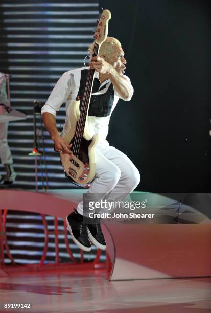 Bassist Tony Kanal of No Doubt performs at the Gibson Amphitheatre on July 22, 2009 in Universal City, California.