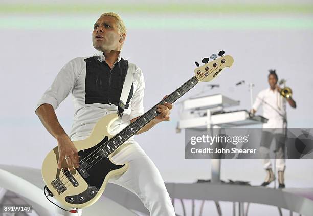 Bassist Tony Kanal of No Doubt performs at the Gibson Amphitheatre on July 22, 2009 in Universal City, California.