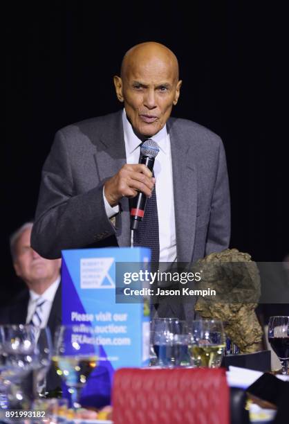 Honoree Harry Belafonte speaks during Robert F. Kennedy Human Rights Hosts Annual Ripple Of Hope Awards Dinner on December 13, 2017 in New York City.