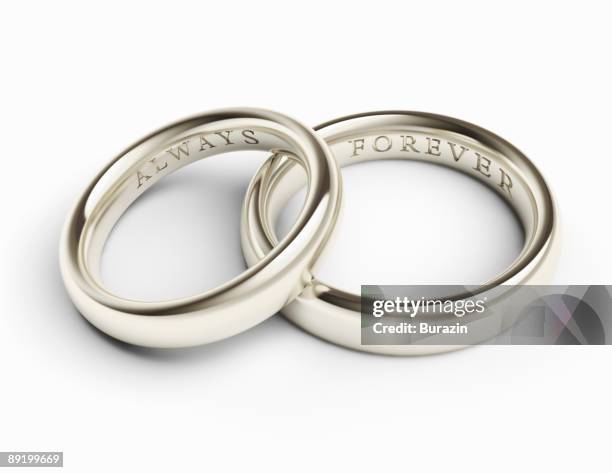 silver wedding bands / rings - wedding rings stock pictures, royalty-free photos & images