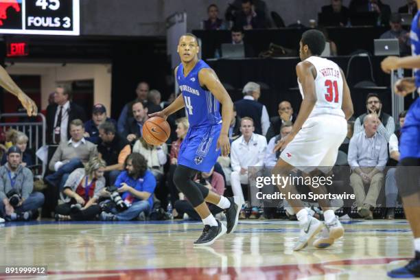 New Orleans Privateers guard Bryson Robinson brings the ball up court during the game between SMU and New Orleans on December 13, 2017 at Moody...