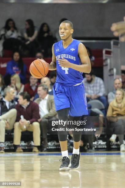 New Orleans Privateers guard Bryson Robinson brings the ball up court during the game between SMU and New Orleans on December 13, 2017 at Moody...